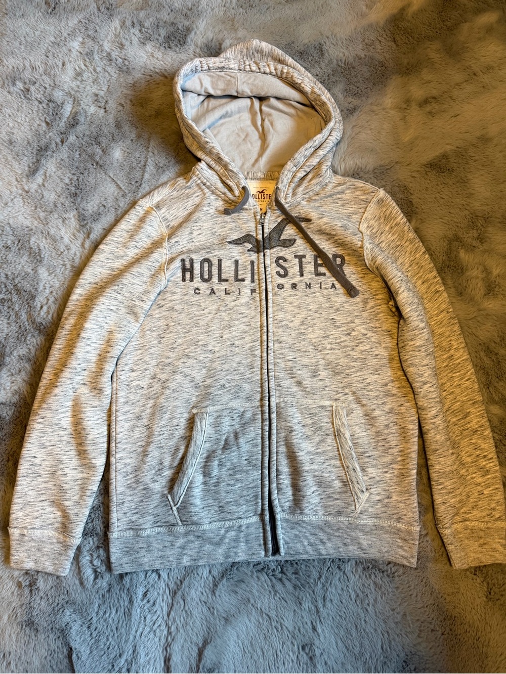 Hollister men’s Light Gray Hooded Zip Sweater
